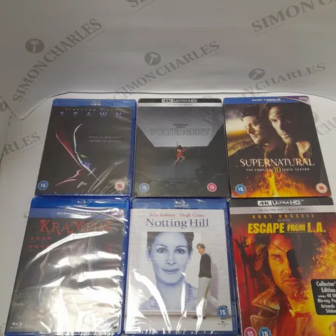 BOX OF APPROXIMATELY 15 ASSORTED DVDS & BLU RAYS TO INCLUDE POLTERGEIST, SPAWN, KRAMPUS ETC