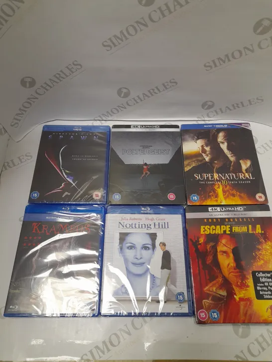 BOX OF APPROXIMATELY 15 ASSORTED DVDS & BLU RAYS TO INCLUDE POLTERGEIST, SPAWN, KRAMPUS ETC