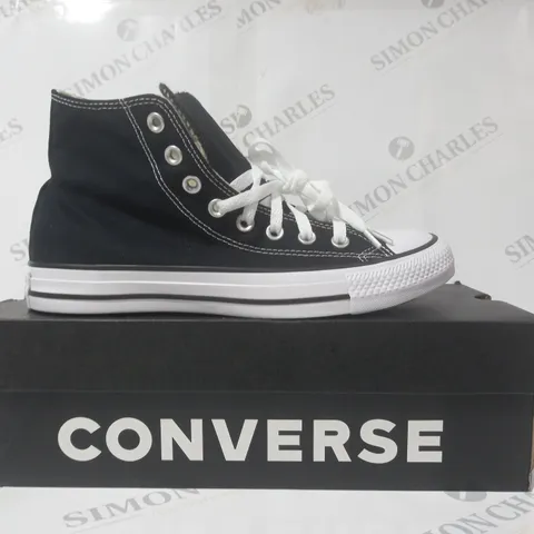 BOXED PAIR OF CONVERSE ALL STAR HI SHOES IN BLACK UK SIZE 7