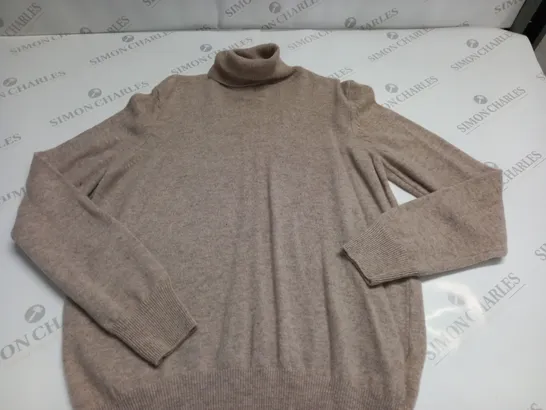 M&S COLLECTION ROLL NECK JUMPER IN OATMEAL - 14