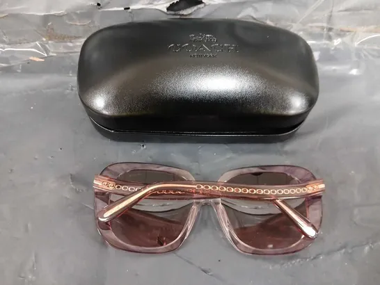 COACH TRANSPARENT PINK SQUARE SUNGLASSES