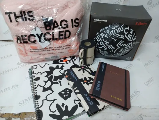 APPROXIMATELY 6 COTTON ON ITEMS INCLUDING KEITH HARING BASKETBALL, DISNEY MICKEY MOUSE THROW, STACKABLE MUGS, NOTEBOOKS