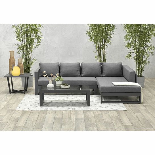 BOXED DESIGNER  SOMERBY RIGHT HAND CHAISE PATIO SOFA WITH CUSHIONS