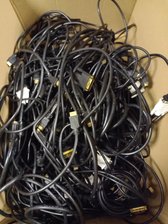 LARGE ASSORTMENT OF VARIOUS AUDIO/VISUAL CABLES TO INCLUDE DVI & HDMI