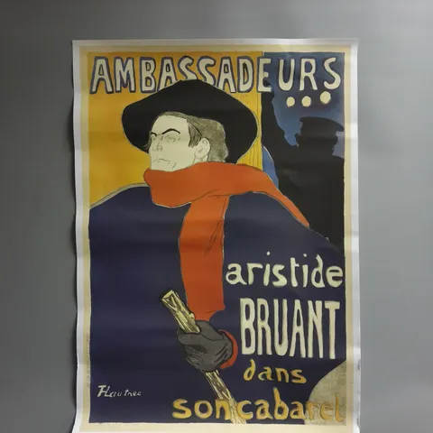 AMBASSADEURS, ARISTIDE BRUANT ART PRINT POSTER BY IMP EDW ANCOURT WITH TUBE