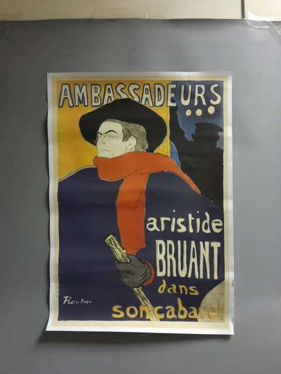 AMBASSADEURS, ARISTIDE BRUANT ART PRINT POSTER BY IMP EDW ANCOURT WITH TUBE