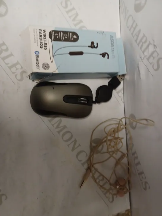 LOT OF 3 TO INCLUDE EARBUDS , MOUSE ETC