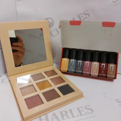 2 ITEMS TO INCLUDE MODELONES FANCY GEL POLISH AND DESTINEE BEAUTY SAHARA EYESHADOW PALETTE