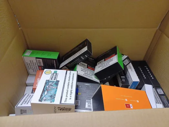 LOT OF APPROXIMATELY 28 ASSORTED E-CIGARETTES AND LIQUIDS TO INCLUDE VAPORESSO LUXE X, GEEKVAPE M100, INNOKIN ADEPT MOD, ETC