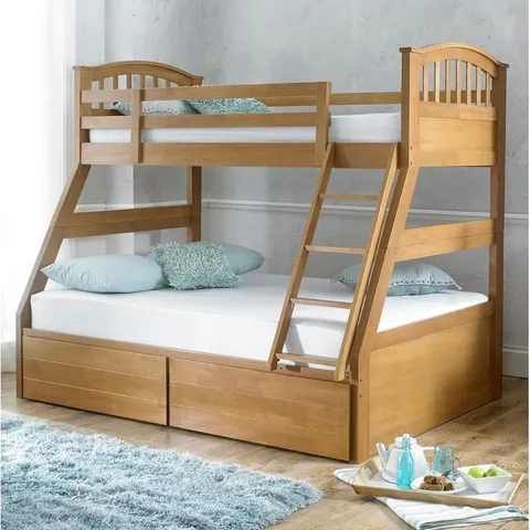 BOXED BARBICAN STANDARD BUNK BY JUST - OAK // SIZE: 3FT SINGLE TOP + 4FT6 DOUBLE BASE (4 BOXES)