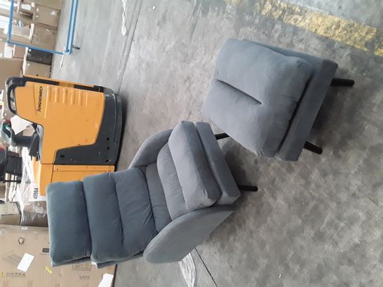 DESIGNER GREY FABRIC CHAIR WITH FOOTSTOOL