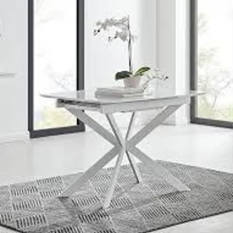 BOXED LIRA EXTENDING TABLE WITH WHITE LEGS 