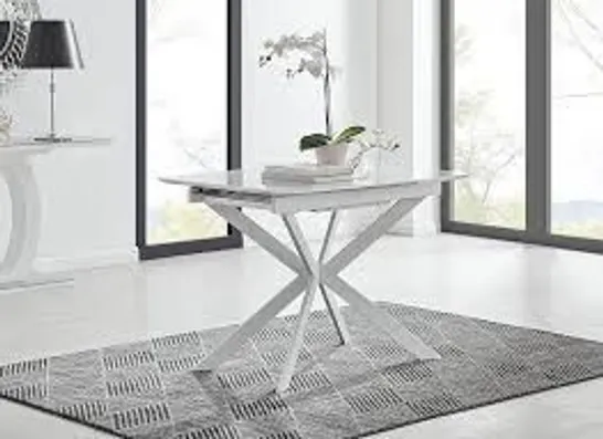 BOXED LIRA EXTENDING TABLE WITH WHITE LEGS 