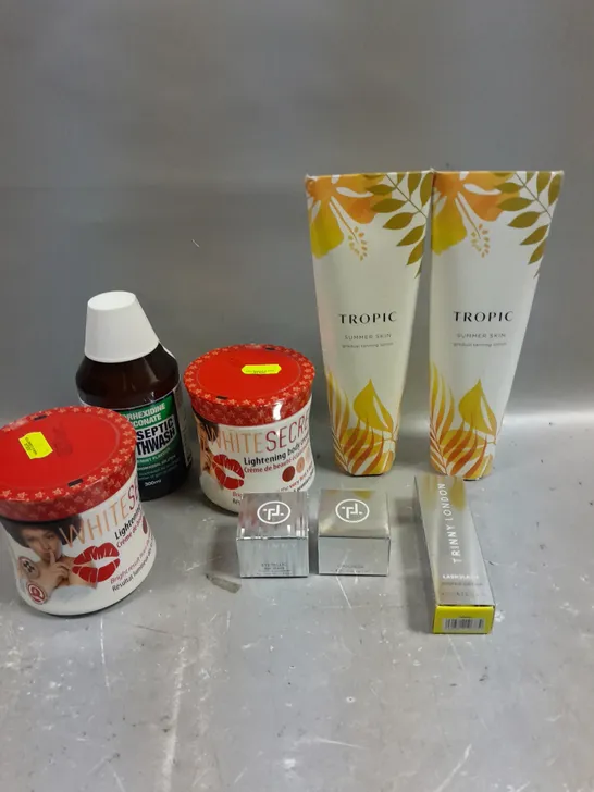 APPROXIMATELY 20 ASSORTED HEALTH & BEAUTY PRODUCTS TO INCLUDE TROPIC TANNING LOTION, LIGHTENING BODY CREAM, EYE SHADOW ETC 