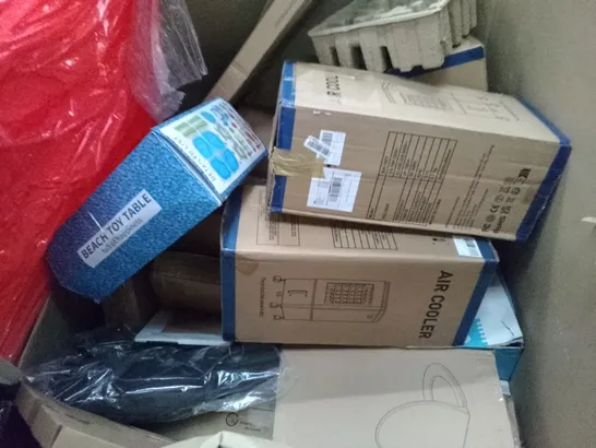 PALLET OF ASSORTED ITEMS INCLUDING TOILET SEAT, AIR COOLER, ALUMINIUM PIZZA PEEL, STAINLESS STEEL FAUCET, VAX ONE POWER CORDLESS VACUUM, WALL CLOCK