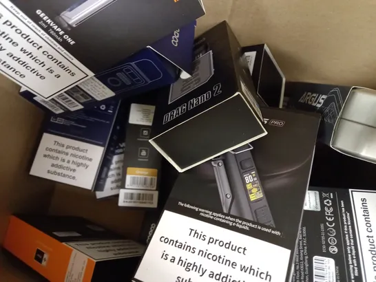 APPROXIMATELY 20 ASSORTED BOXED VAPING PRODUCTS TO INCLUDE GEEKVAPE B60, VOOPOO ARGUS PRO, VOOPOO ARGUS MT KIT ETC