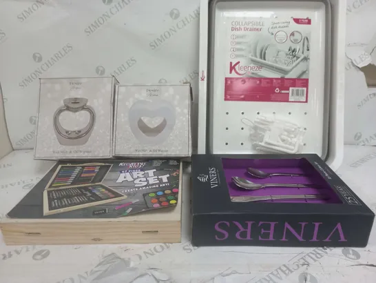 BOX OF ASSORTED ITEMS APPROXIMATELY 20 TO INCLUDE CUTLERY SET, ART SET, DISH DRAINER ETC