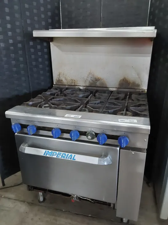 IMPERIAL COMMERCIAL GAS FIRED 6 BURNER RANGE COOKER