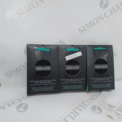 BOX OF 3 DERMASURI FACE AND NECK EXFOLIATOR FOR BEARDED MEN