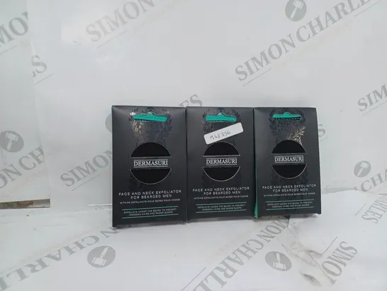 BOX OF 3 DERMASURI FACE AND NECK EXFOLIATOR FOR BEARDED MEN