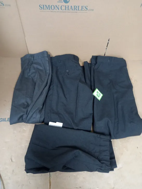 BOX OF APPROX 25 ASSORTED SCHOOL CLOTHING ITEMS IN VARIOUS SIZES TO INCLUDE - F&F GREY TROUSERS 6-7 YEARS , F&F BLACK SCHOOL TROUSERS 14-15 YEARS , F&F SCHOOL TROUSERS 13-14 YEARS ETC