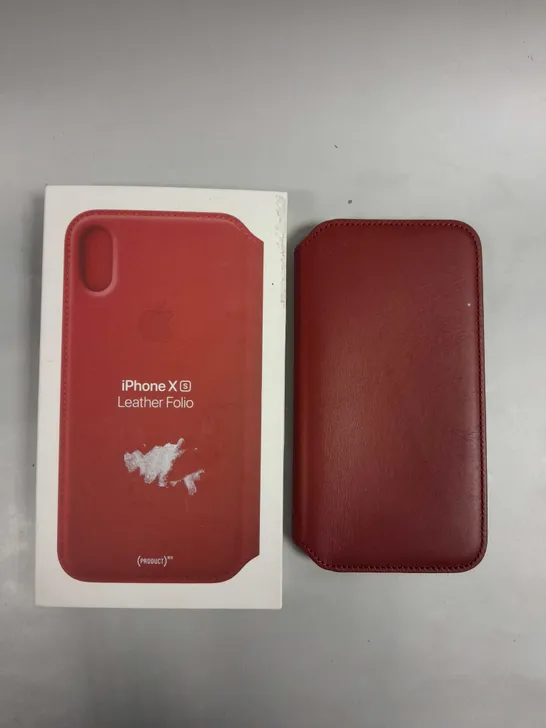 BOXED APPLE IPHONE XS LEATHER FOLIO CASE IN RED