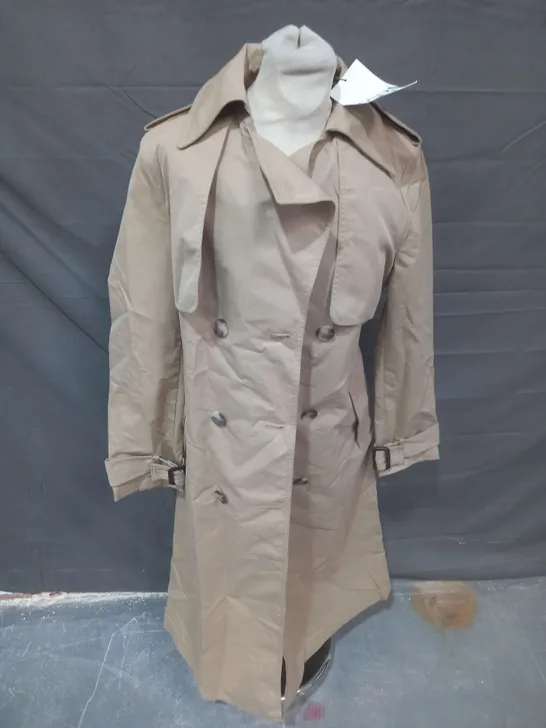 ZARA TAUPE COLLARED TRENCH COAT - EUR S