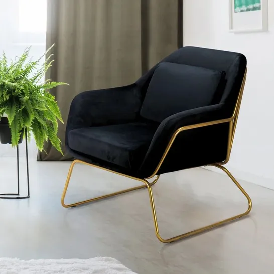 BOXED JARRETT ARMCHAIR UPHOLSTERY COLOUR: BLACK