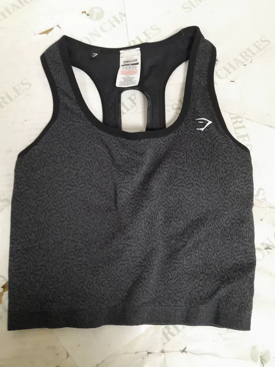 GYMSHARK TRAINING VEST IN PATTERNED BLACK - M