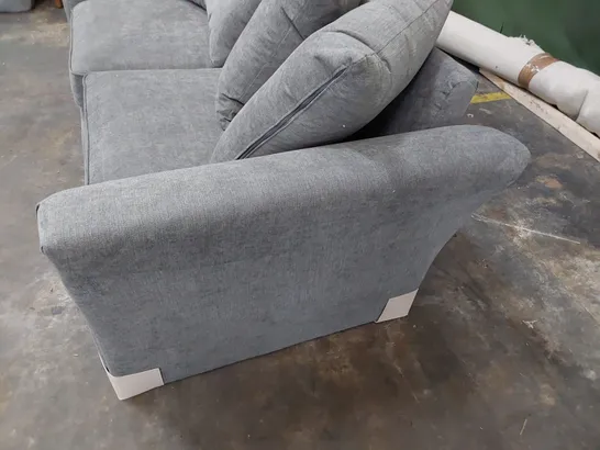 DESIGNER THREE SEATER SOFA WITH SCATTER CUSHIONS GREY FABRIC 