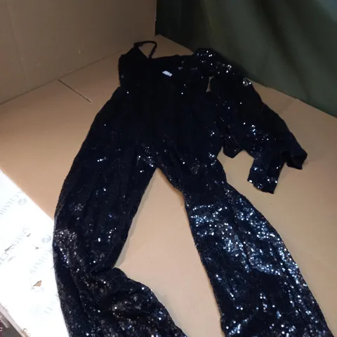 CLUB L SEQUIN ONE SLEEVE LONG JUMPSUIT - SIZE 6