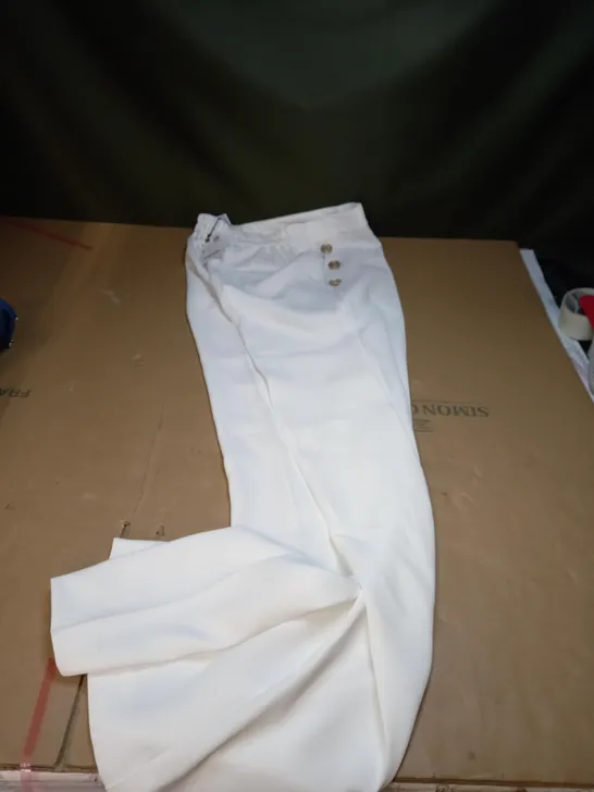 WHITE BUTTONED LADIES TROUSERS UK S