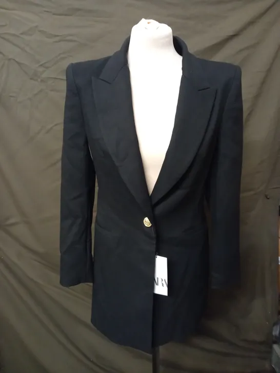 ZARA DOUBLE BREASTED BLACK BLAZER - SMALL