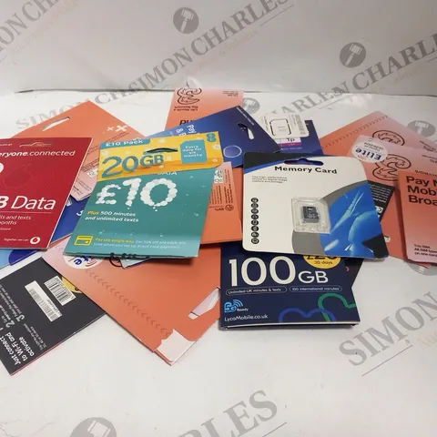LARGE QUANTITY OF ASSORTED SIM CARDS 