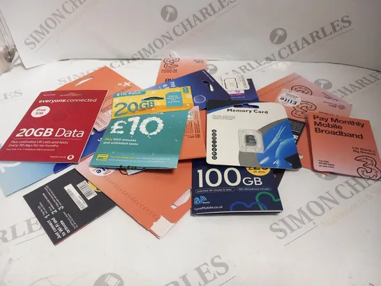 LARGE QUANTITY OF ASSORTED SIM CARDS 