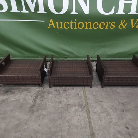 3 X CHOCOLATE MIX RATTAN FOOTSTOOLS 