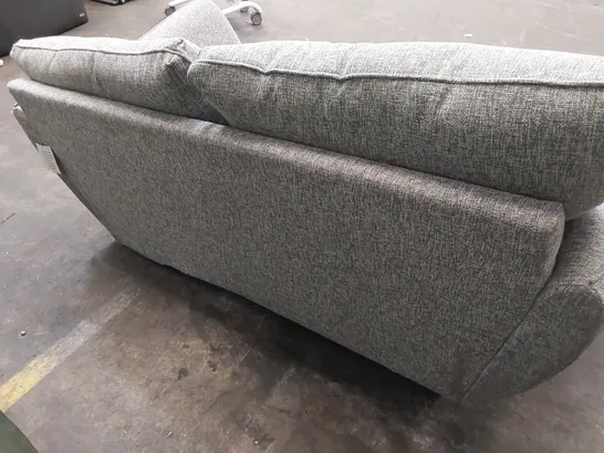 DESIGNER 2 SEATER LIGHT GREY FABRIC UPHOLSTERED SOFA 