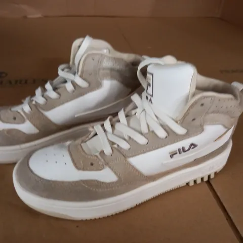 PAIR OF FILA HIGH TOP TRAINERS IN CREAM - UK 6.5