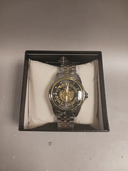 BOXED SAMUEL JOSEPH SKELETON JUBILEE TWO TONE WATCH