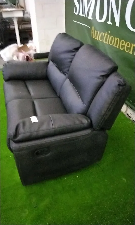 DESIGNER BLACK FAUX LEATHER RECLINING TWO SEATER SOFA