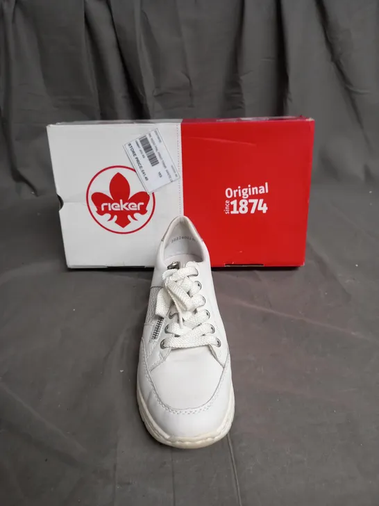 BOXED RIEKER RAISED WHITE ZIP UP TRAINERS SIZE 5 