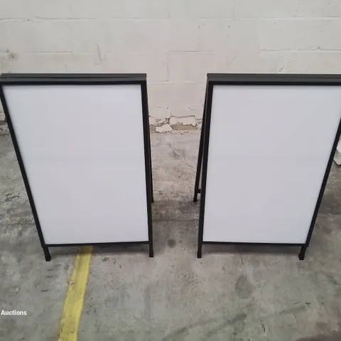 A BOX OF 2 BLANK WHITE BOARD SIGNS 