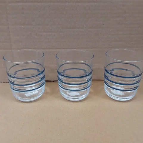 SET OF APPROX 24 LUMINARC GOBLETS IN TRANSPARENT/BLUE