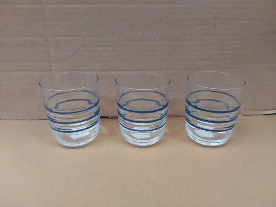 SET OF APPROX 24 LUMINARC GOBLETS IN TRANSPARENT/BLUE