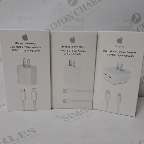 APPROXIMATELY 10 BOXED APPLE IPHONE POWER ADAPTER AND CABLE TO INCLUDE IPHONE 15 PRO MAX 20W USB-C POWER ADAPTER, USB-C TO C CABLE
