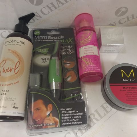 LOT OF APPROXIMATELY 20 ASSORTED COSMETIC ITEMS TO INCLUDE AFROCENCHIX SILICONE-FREE CONDITIONER, LOVE ISLAND BODY MIST, MITCH MATTERIAL STYLING CLAY, ETC