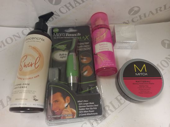LOT OF APPROXIMATELY 20 ASSORTED COSMETIC ITEMS TO INCLUDE AFROCENCHIX SILICONE-FREE CONDITIONER, LOVE ISLAND BODY MIST, MITCH MATTERIAL STYLING CLAY, ETC