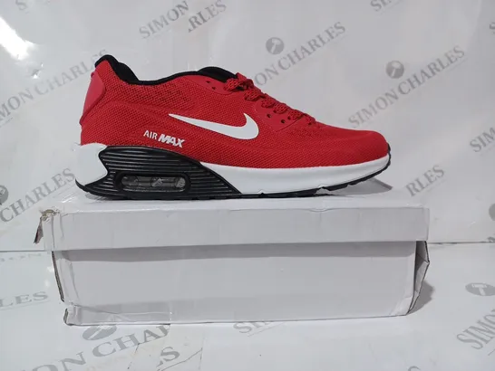 BOXED PAIR OF NIKE AIR MAX TRAINERS IN RED EU SIZE 40