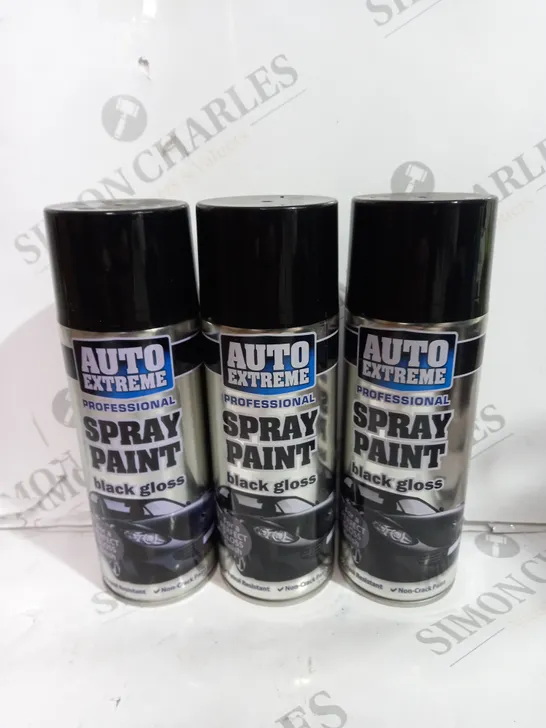 BOX OF APPROX 30 AUTO EXTREME SPRAY PAINT BLACK GLOSS 