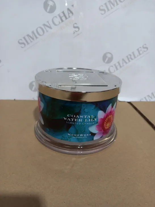 BOXED HOMEWORX COASTAL WATER LILY SCENTED CANDLE